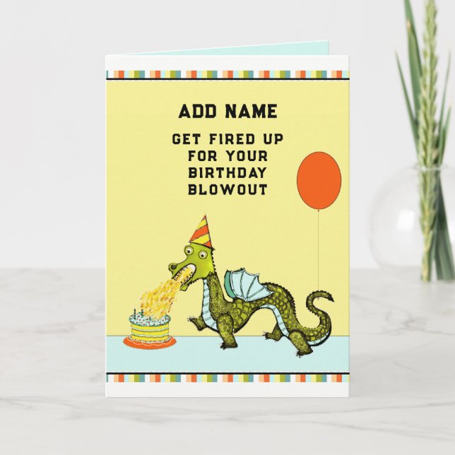 Funny Dragon Birthday Card (Front)