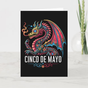 Funny Dragon Cinco De Mayo Sugar Skull Flower Mexi Card
