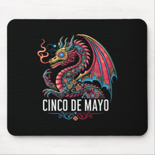 Funny Dragon Cinco De Mayo Sugar Skull Flower Mexi Mouse Pad