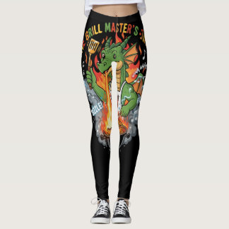  Funny Dragon Grill Master BBQ & Grilling Cartoon Leggings