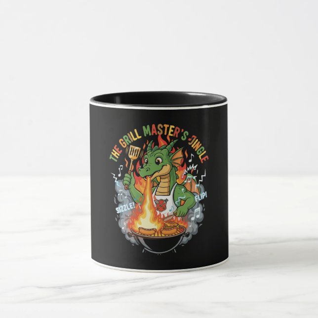  Funny Dragon Grill Master BBQ & Grilling Cartoon Mug (Center)