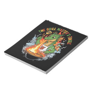 Funny Dragon Grill Master BBQ & Grilling Cartoon Notepad