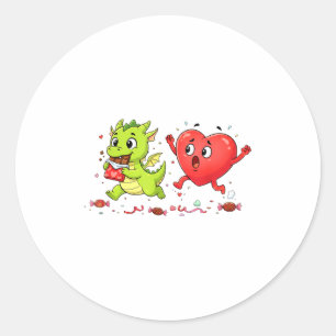 Funny Dragon Heart Chocolate Valentine Classic Round Sticker