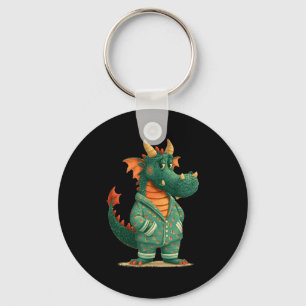 Funny dragon in sleepwear for dragons and pyjamas keychain