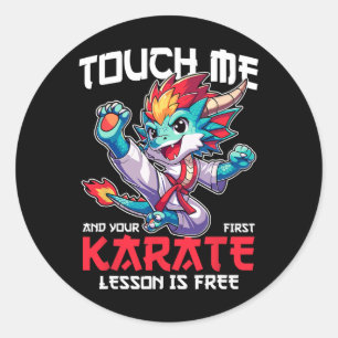 Funny Dragon Karate Fighter Martial Arts Lover Kid Classic Round Sticker