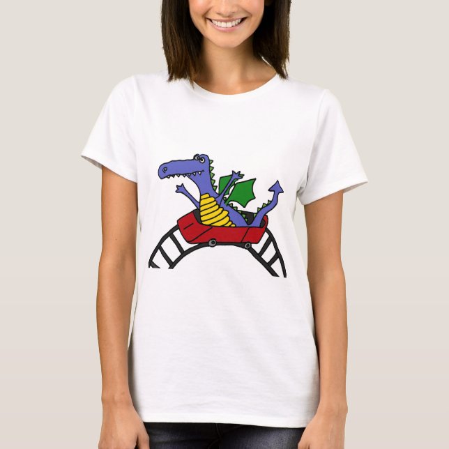 Funny Dragon on a Roller Coaster T-Shirt (Front)