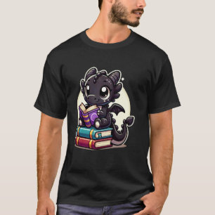 Funny Dragon Reading A Book Cute Bookworm Book Lov T-Shirt