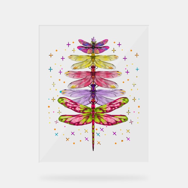 Funny Dragonfly Christmas Tree  Acrylic Sign (Front)