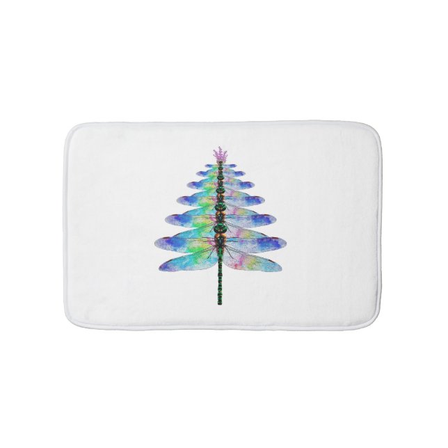 Funny Dragonfly Christmas Tree Bath Mat (Front)