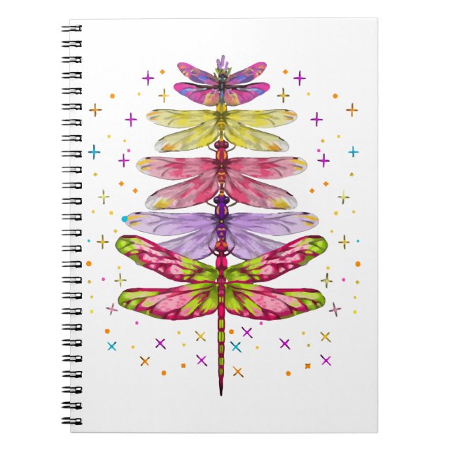 Funny Dragonfly Christmas Tree  Notebook (Front)