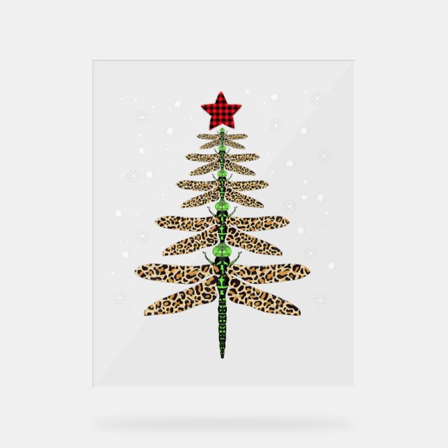 Funny Dragonfly christmas tree ornaments leopard Acrylic Sign (Front)