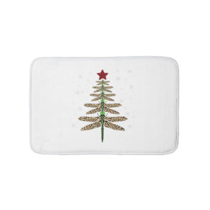 Funny Dragonfly christmas tree ornaments leopard Bath Mat