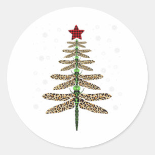 Funny Dragonfly christmas tree ornaments leopard Classic Round Sticker