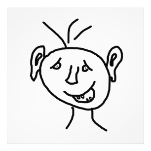 Funny drawing face photo print