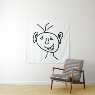 Funny drawing face tapestry