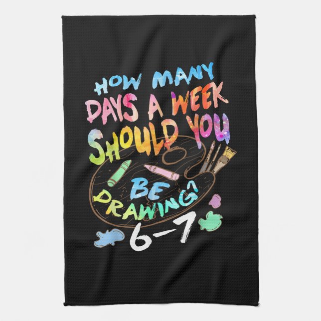Funny Drawing Sketching Artist  Kitchen Towel (Vertical)