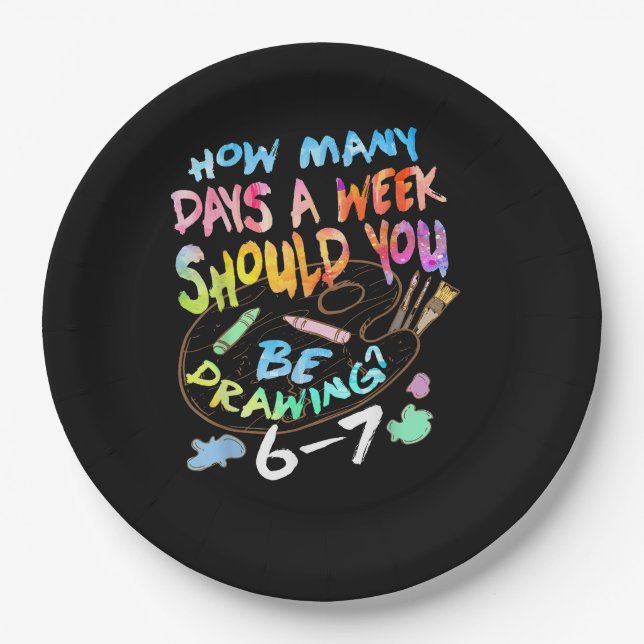 Funny Drawing Sketching Artist  Paper Plate (Front)