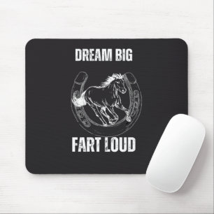 Funny Dream Big Fart Loud Distressed Horse Graphic Mouse Pad