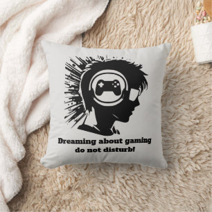 Funny dreaming Gamer add text  Throw Pillow