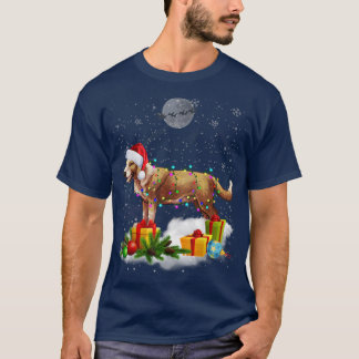 Funny Drever Dog Christmas Lights Santa Hat Xmas  T-Shirt
