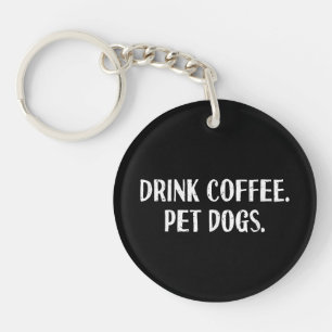 Funny Drink Coffee Pet Dogs Cute Coffee Lover Dog  Keychain