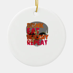 Funny Drink Eat Be Scary Halloween Design Creative Ceramic Ornament