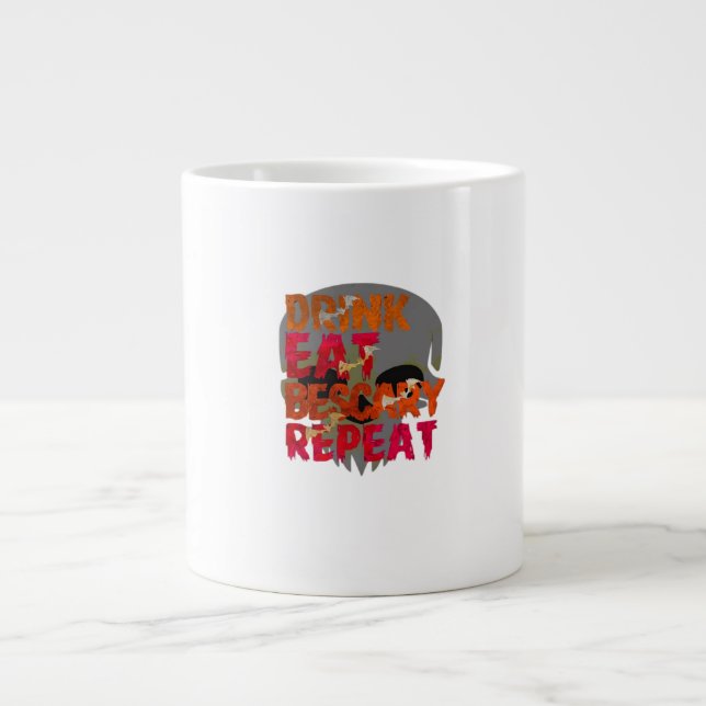 Funny Drink Eat Be Scary Halloween Design Creative Large Coffee Mug (Front)