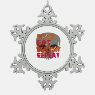 Funny Drink Eat Be Scary Halloween Design Creative Snowflake Pewter Christmas Ornament