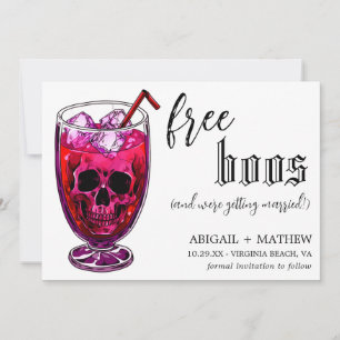 Funny Drink Free Boos Photo Halloween Wedding  Save The Date