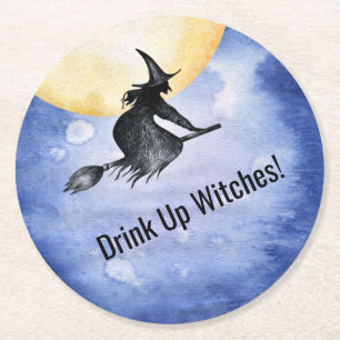 Funny Drink Up Witches Halloween Coaster
