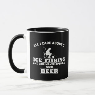 Funny drinking beer and ice fishing saying mug
