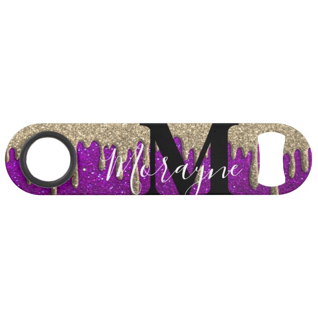 Funny Drinking Beer Glitter Drip Sparkles Gold Bar Key (Back Horizontal)