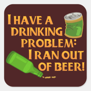 Funny Drinking Beer Square Sticker