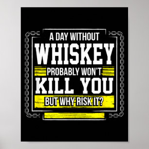 Funny Drinking Gift - Day Without Whisky Won't Kil Poster