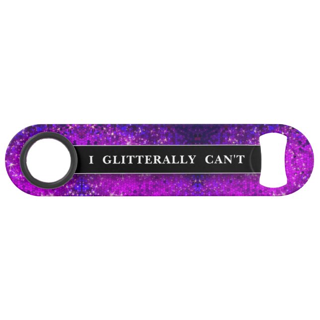 Funny Drinking Joke Purple Glitter Monogram Name Bar Key (Front (Horizontal))