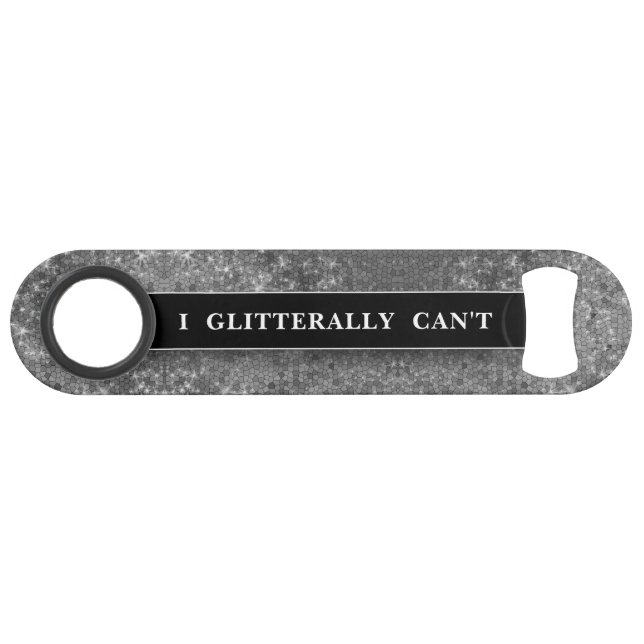 Funny Drinking Joke Silver Glitter Monogram Name Bar Key (Front (Horizontal))