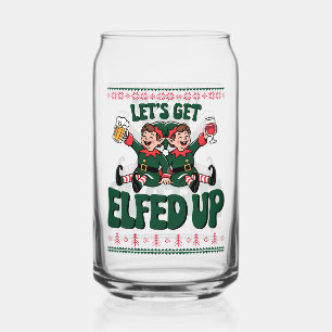 Funny drinking party elf Christmas Can Glass
