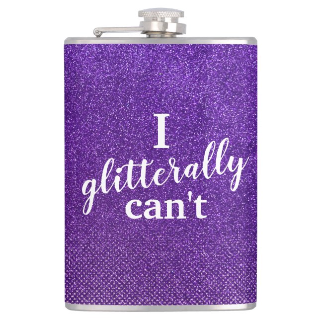 Funny Drinking Quotes Glitter Sparkle Glam Stylish Hip Flask (Front)