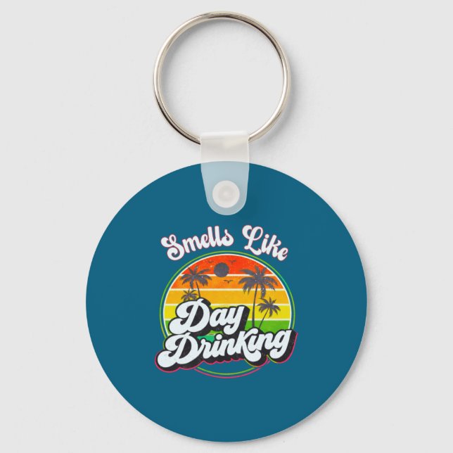 Funny Drinking Smells Like Day Drinking Long Sleev Keychain (Front)