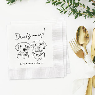 Funny Drinks on Us Two Dog Wedding Napkin