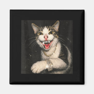 Funny Drip Cat Meme Hip Hop Bling Gangster Kitten Magnet