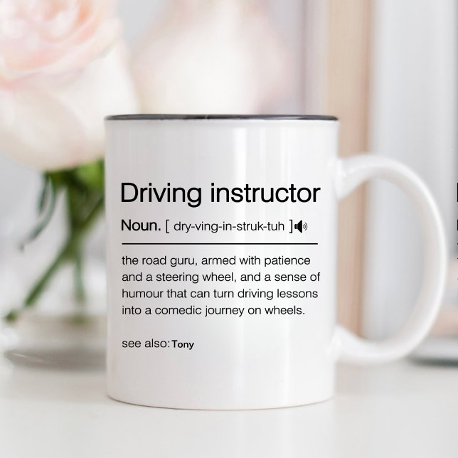 Funny Driver Instructor teacher Driving coach  Two-Tone Coffee Mug (Creator Uploaded)