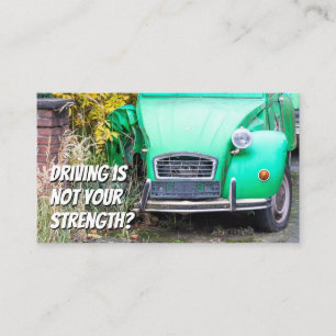 Funny driving instructor driving school car repair business card