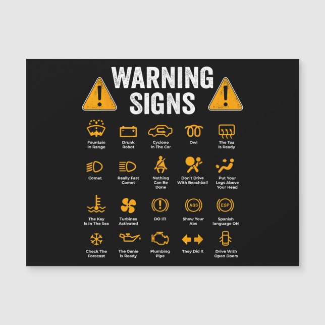 Funny Driving Warning Signs 101 Auto Mechanic Gift (Front)