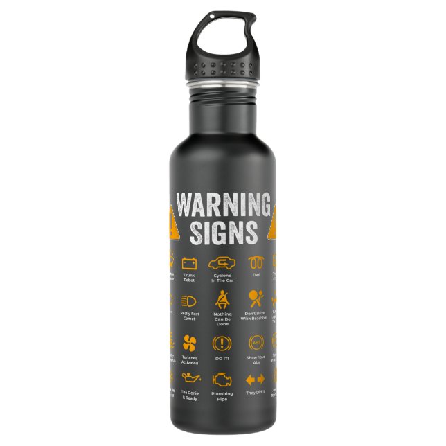 Funny Driving Warning Signs 101 Auto Mechanic Gift 710 Ml Water Bottle (Front)