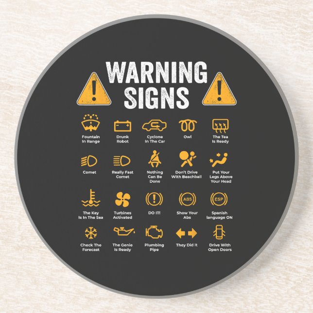 Funny Driving Warning Signs 101 Auto Mechanic Gift Coaster (Front)