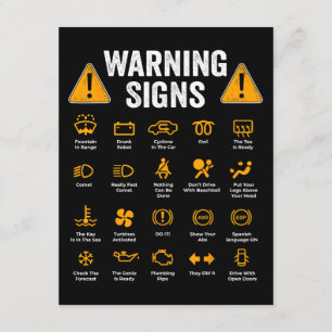 Funny Driving Warning Signs 101 Auto Mechanic Gift Enclosure Card