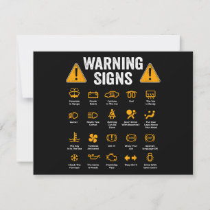 Funny Driving Warning Signs 101 Auto Mechanic Gift Holiday Card