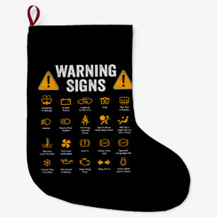 Funny Driving Warning Signs 101 Auto Mechanic Gift Large Christmas Stocking