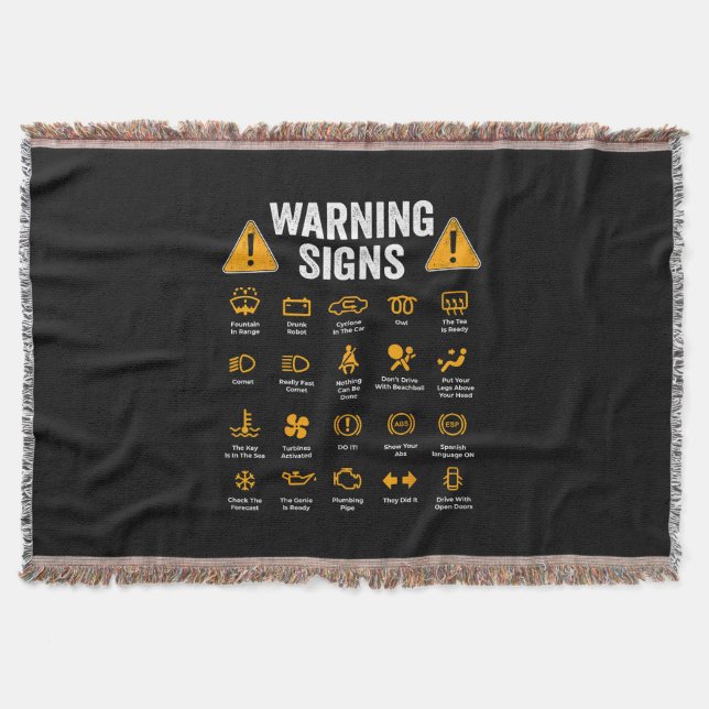 Funny Driving Warning Signs 101 Auto Mechanic Gift Throw Blanket (Front)